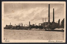 Höchst, Höchster Farbwerke vom Main aus, Ansichtskarte 1929 