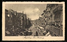 Magdeburg, Ansichtskarte, Breiteweg aus der Vogelschau 1915 