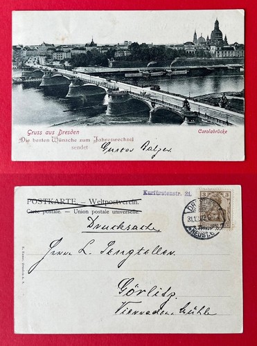 Dresden 1903 carolabrücke - ak,