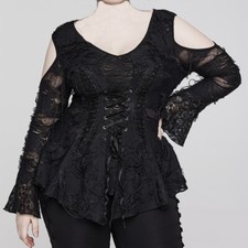 Gothic Punk Rave Longsleeve Turaya Bluse Destroyed Optik Gr. L 40 NEU