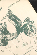 KULT ROLLER der '50er : " VESPA Modell 1954" Original Reklame Motorroller Liste!