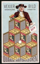 Vertreterkarte Quäker Haferflocken, Vexier Bild mit Haferflocken Paketen 