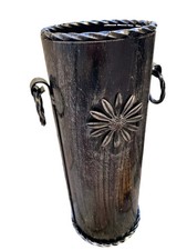 Schweres Schmiedeeisernes Rohr Kaminwerkzeughalter Mit Ringen Höhe 40 Cm