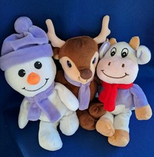 Milka 3 Plüschfiguren Set Schneemann Rentier Kuh Plüschtiere  Weihnachten Winter