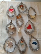 TINSEL  CHRISTBAUMSCHMUCK ANTIK ORNAMENT Konvolut mit 9 Teilen.