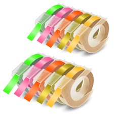 Kompatibel 3D Dymo Prägeband 9mm für Omega Prägegerät S0717930 Junior Schwarz 3m