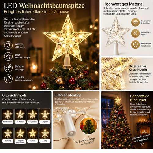 Led weihnachtsbaumspitze stern - led,