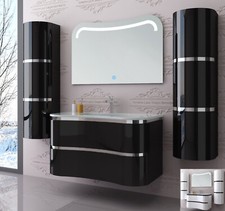 Badmöbel Set Schwarz / Weiss