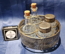 Menage Set antik - Salz Pfeffer Essig Öl im Ständer