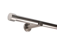 Gardinenstange auf Maß Edelstahl-optik 25mm Kappe Wandträger