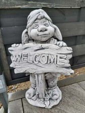 XXL Stein Figur Gnom Welcome