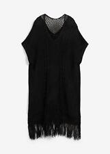 Strand Häkel-Kleid mit Fransen Gr. 52/54 Schwarz Sommerkleid Mini-Dress Neu*