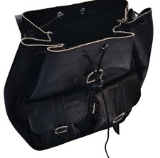 Echt leder Rucksack schwarz