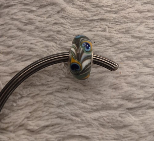 Trollbeads glas bead pfau - pfau, 925