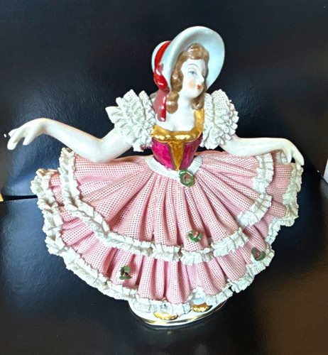 Kalk porzellanfigur dame mit - porzellanfigur,