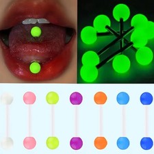 Glow in the dark Acryl-Zungenpiercing +  1 Geschenkbeutel mit Zugband - NEU