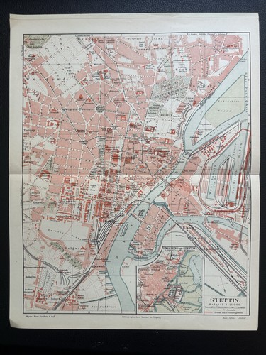 Antiker stadtplan stettin - stadtplan,