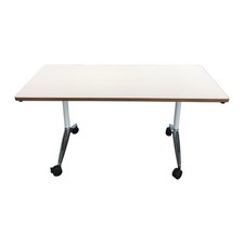 Wilkhahn Tisch Timetable Schichtstoff Softmatt Weiß Standrohr Glanzverchromt