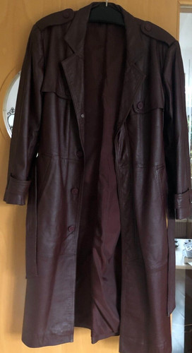 Echt leder mantel aubergine - leder,