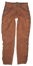 schmale " PANTERA " Schnür- Lederjeans / Nubuk- Lederhose in braun W28"/ L32"
