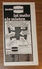 Seltene Werbung TELERENT ist mehr als mieten 1974