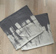 IKEA Kissenbezüge 2 Stück 50x50 cm "SLÖJGRAN" Grau/Beige grafisches Muster