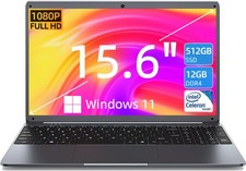 SGIN 12GB RAM 512GB SSD Notebook 15.6'' Laptop Intel Quad-Core Wi-Fi Windows 11