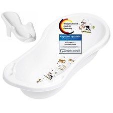 Funny Farm weiß Baby Badewanne XXL 100 cm mit Stöpsel + Badesitz