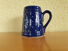Kleiner Bierkrug Humpen Bembel Keramik ähnl. Bürgel H 10 cm blau-weiß 