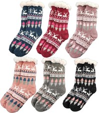 Damen Kuschelsocken Anti Rutsch Socke, Winter Hausschuhe Socken, Strick Fleece G