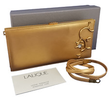 LALIQUE Abendtasche Pochette Ramage Veau Dore Clutch Gold Vintage Handtasche