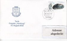 F 220 Fregatte HAMBURG, Marine, Schiffspost, Stempel-Beleg TAUFE 2002