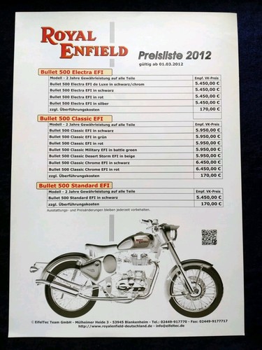 Royal enfield preisliste 2012 - royal,