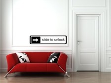 WANDTATTOO "Slide to unlock" Funsticker Jugendzimmer Kinderzimmer Türtattoo NEU