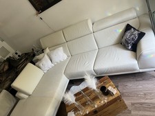 Eckcouch Vollechtleder Weiß