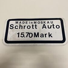 altes Blechschild Schrott Auto Made in Moskau 15.70 Mark Nostalgie 40x18 cm