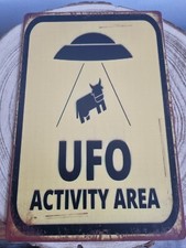 🍀 Blechschild UFO Activity Area UAP Flying Saucer Design Tin Sign