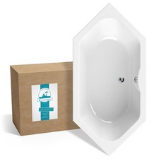 Sechseckbadewanne 190x90 cm Duobadewanne für zwei Personen Acrylwanne Weiß