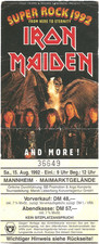 Iron Maiden  In Concert 1992 Mannheim  Ticket / Konzertkarte / Eintrittskarte
