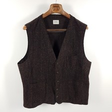 Camel Active Weste Herren Gr. 60 Grau Rot Fleece Gilet Anzugweste Wolle