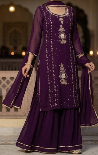 3pcs purple sharara - 3pcs,