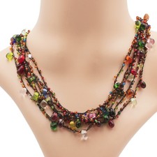 Glasperlenkette bunt Kette Halskette Glasperlen Collier Knebelverschluss 2.Wahl