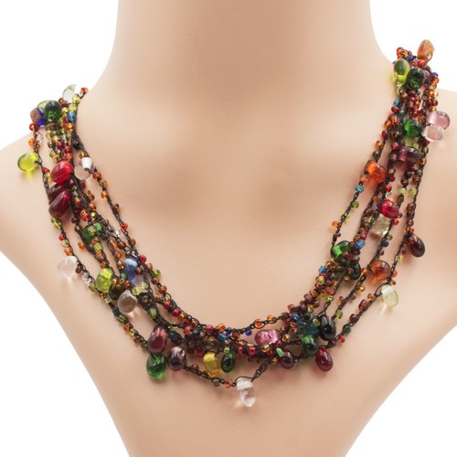 Glasperlenkette bunt kette - bunt,