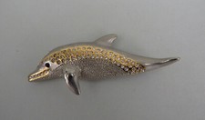 Neugablonz grosse Brosche Delphin Swarovski Elements (37081)