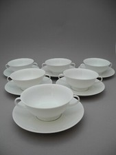 Rosenthal 6 Suppentassen AIDA weiß mit Untertassen Untertellern