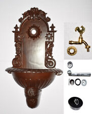 Antik Alu Bassena Garten Wand Brunnen Wandbrunnen m. Kran Blumen Ampel FOU2-RU