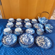 Japanisches / Chinesisches Teeservice 50 Teile Porzellan blau-weiß Kirschblüte