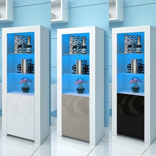 Hochglanz hochvitrine mit led - hochglanz,