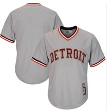 MLB Baseball Trikot Detroit Tigers Cooperstown Coolbase Majestic Jersey grau