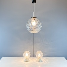 Set aus 2 Nachttischleuchten und einer Pendelleuchte von Graebe Glasschirme 60er